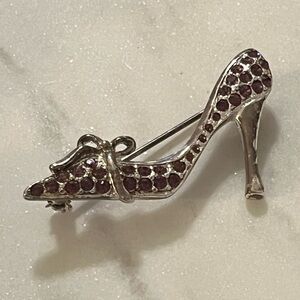 Monet Purple Pink Rhinestone High Heel Shoe Brooch